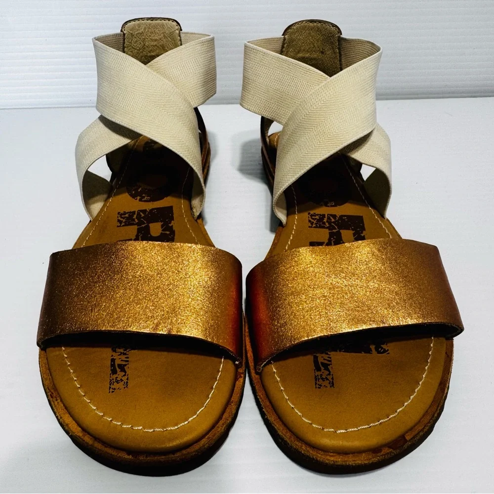 Sorel Ella Metallic Gold and Cream Sandals Size 7 - Picture 7 of 14